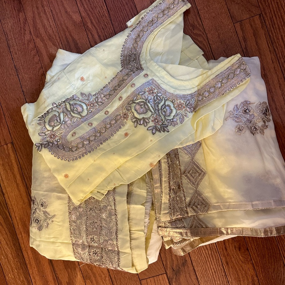 Ombré yellow and cream Indian Gharara